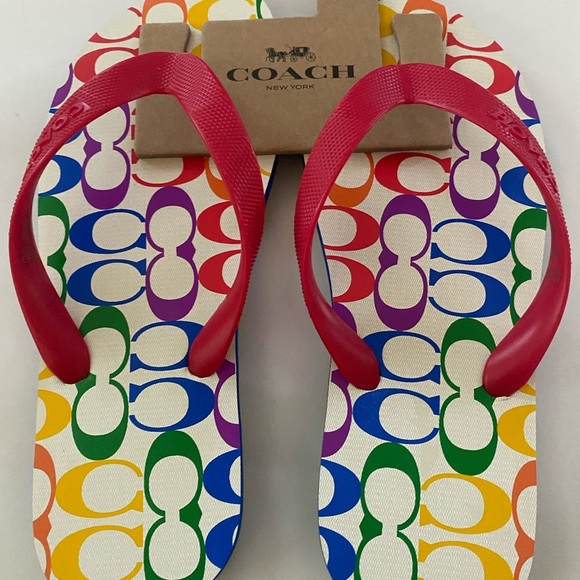 Women’s Coach Pride Rainbow Signature Flip Flops🌈​ - Picture 2 of 9
